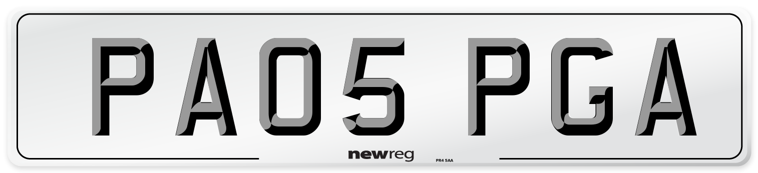 PA05 PGA Number Plate from New Reg